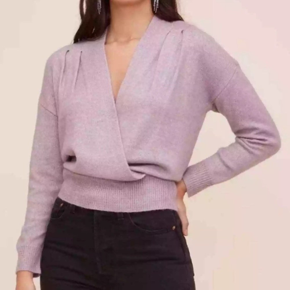 Astr Lavender Wrap Sweater
